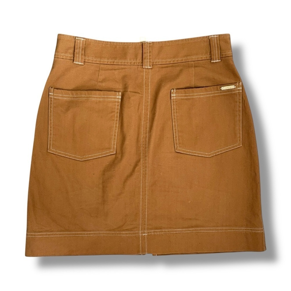 Spartina 449 Brown Zip Front Cotton Stretch Preppy Utility Mini Skirt Fall Sz 8 - Picture 5 of 8